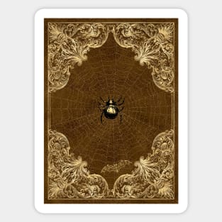 Ornate Gold Gilded Spider in Web - pagan, mystical, witchcraft, halloween Sticker